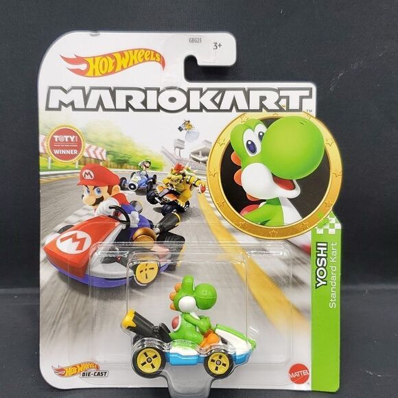 Super Mario Hot Wheels Mario Kart Yoshi Standard Kart NIP - Picture 1 of 7